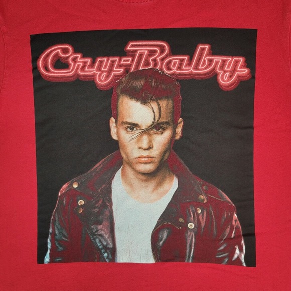 Cry Baby Shirt Women Medium Red Graphic Jonny Deep Rare Print Movie 80s Promo - Picture 3 of 6